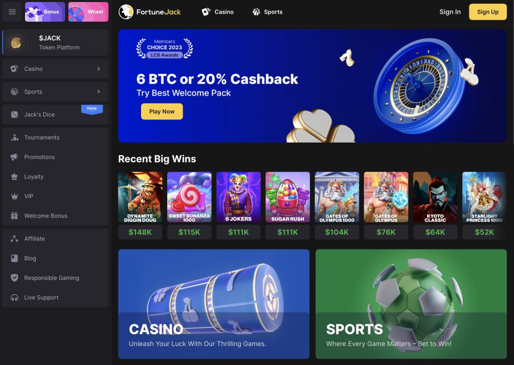 FortuneJack Casino Website