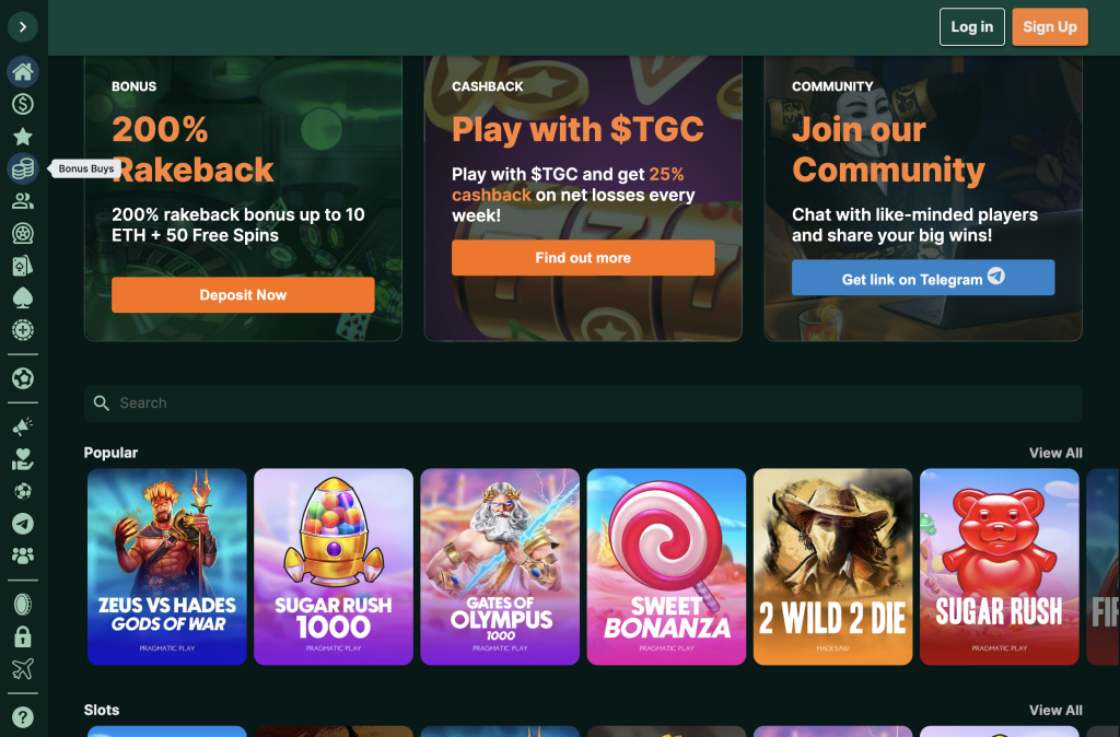 TG Casino Website